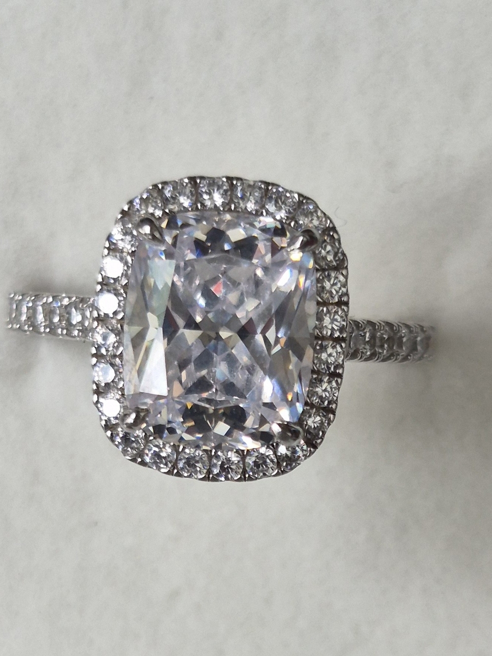 4.25 carat Total Weight VVS1 Elongated Cushion-cut Moissanite Ring size 7